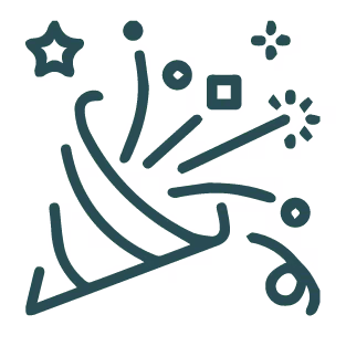 Playful abstract geometric design with swirling lines and scattered shapes